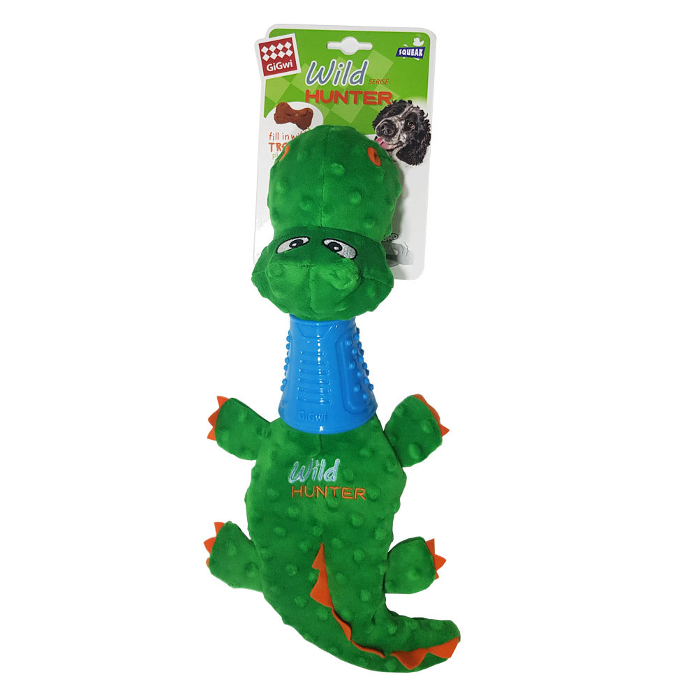 GIGWI Plush with TPR Neck (Crocodile)
