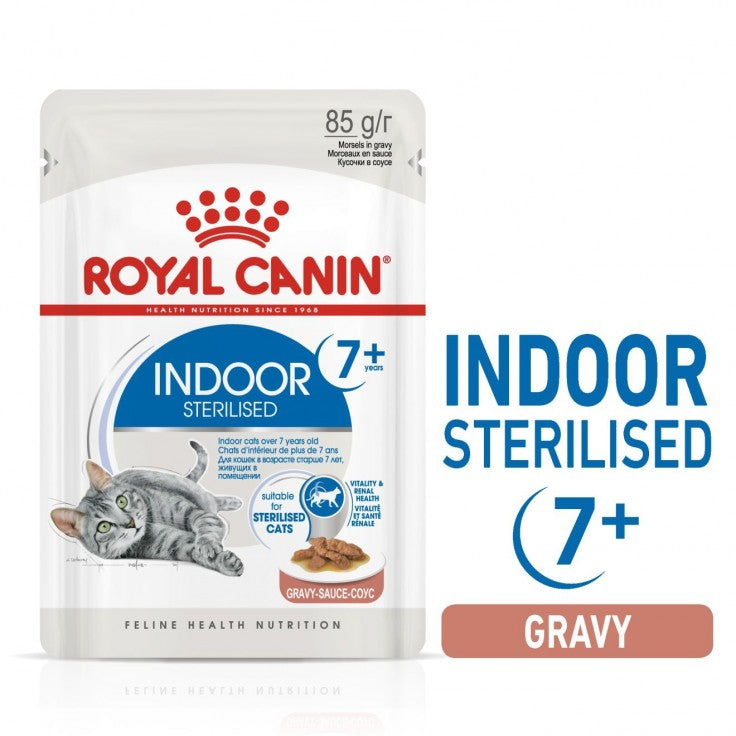 ROYAL CANIN Indoor Sterilised 7+ Wet Food Gravy (12 Pouches)