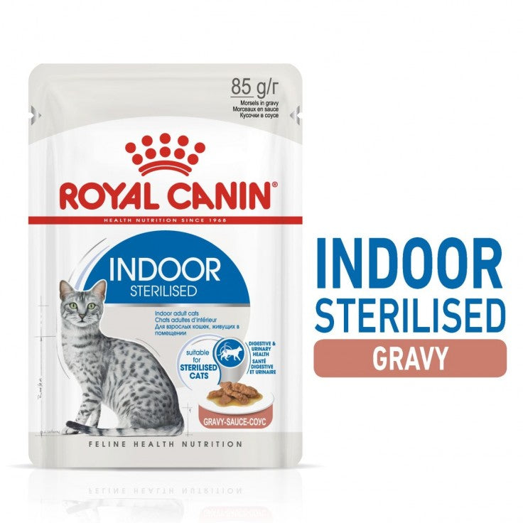 ROYAL CANIN Indoor Sterilised Wet Food Gravy (12 Pouches)