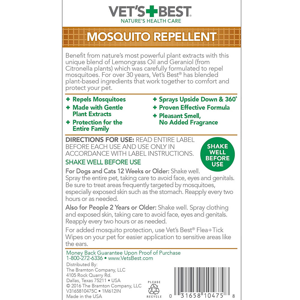 VET'S BEST Mosquito Repellent for Dogs and Cat