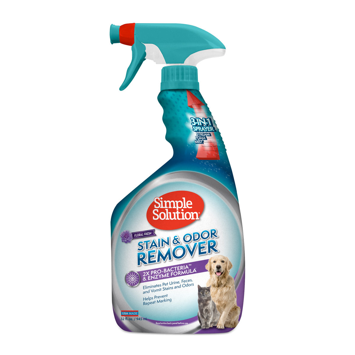 SIMPLE SOLUTION Pet Stain & Odor Remover (Floral Fresh Scent) 945ml