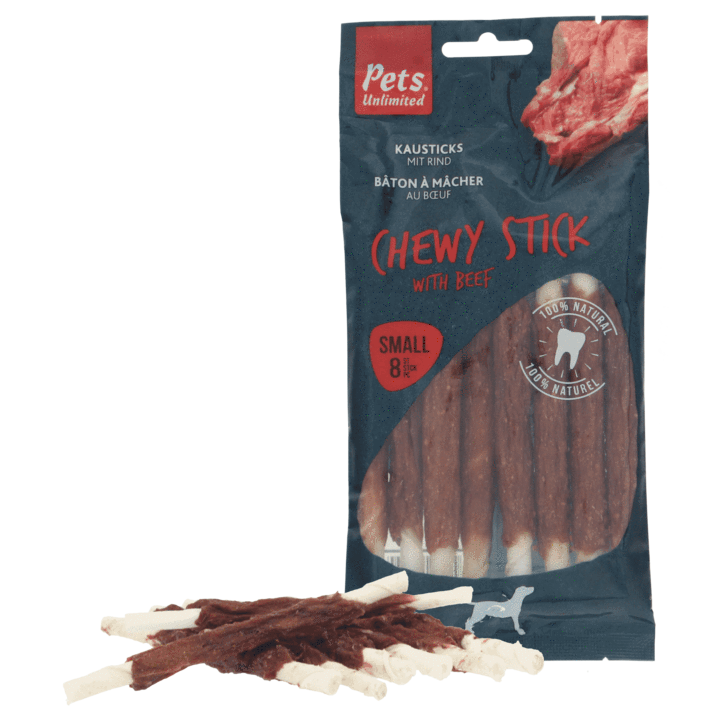 PETS UNLIMITED Chewy Sticks With Beef (8 chews)