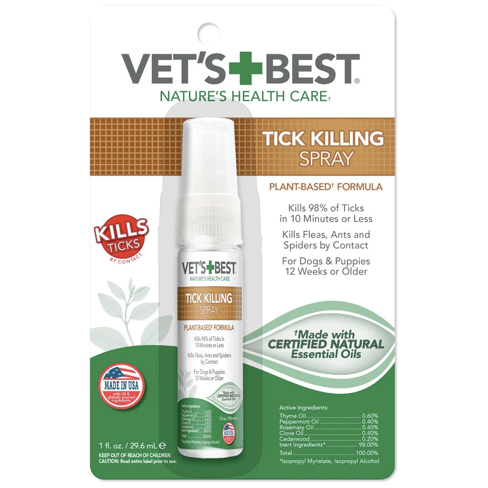 VET'S BEST Tick Killing Spray for Dogs and Puppies 29.6ml